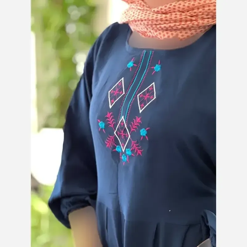 پیراهن ساحلی گلدوزی مایا جنس نخ ململ فری سایز - تصویر 2
