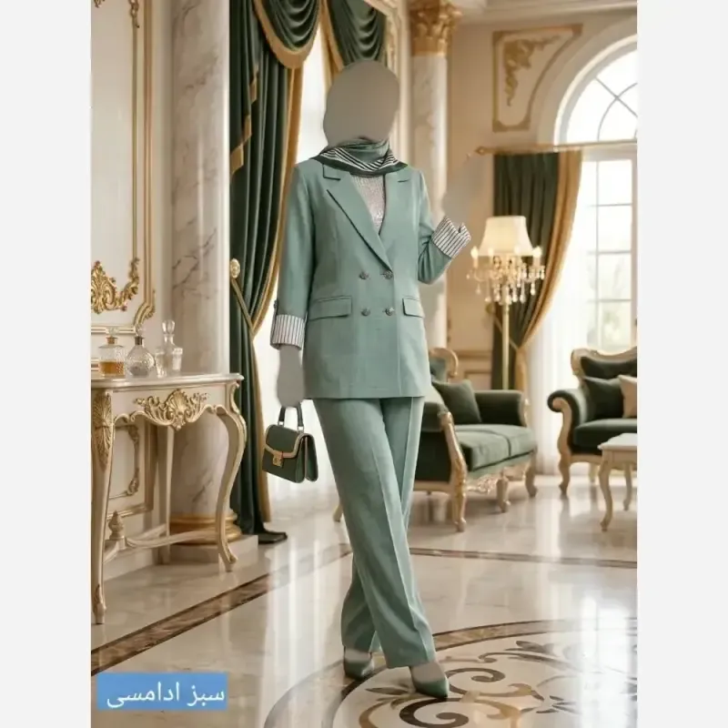 کت و شلوار لینن شانتون ژاکارد مدل چوک چهار سایز مناسب 36 تا 54 - تصویر 5