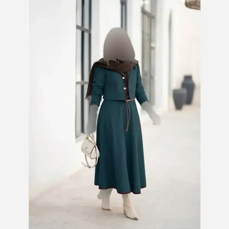 کت دامن مخمل کبریتی رعنا زنانه سایز بزرگ و معمولی - تصویر 5