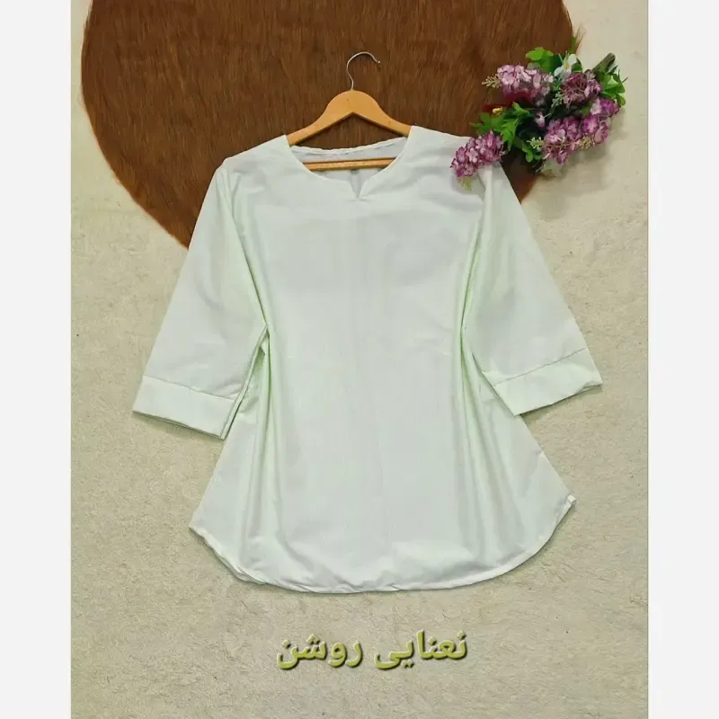 شومیز نخی ساده و دیپلمات یقه کوبایی فری سایز زنانه - تصویر 10