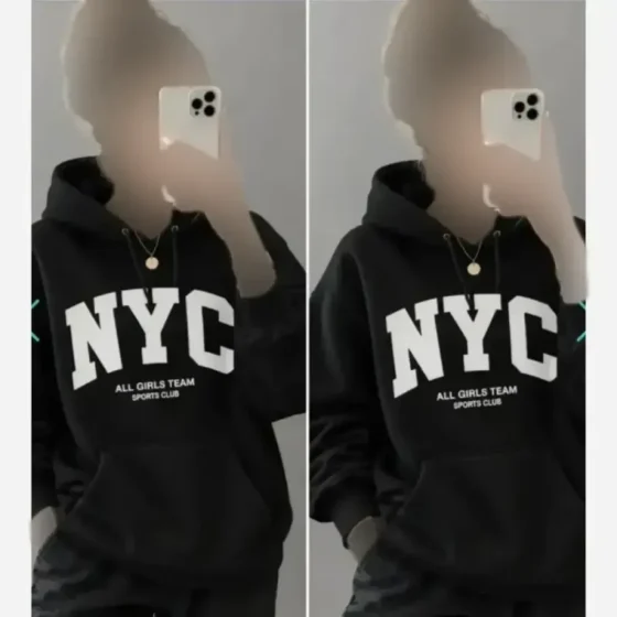 هودی لش NYC دورس پنبه سه نخ گرم بالا جیب کانگورویی رنگبندی متنوع سایز فری