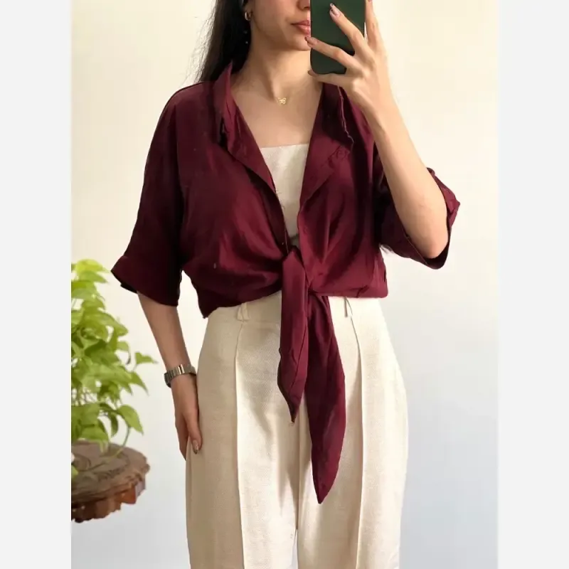 شومیز نخی گره ای خنک و تابستانه - تصویر 5