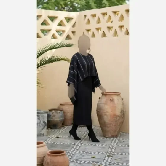 ست سارافون زنانه مدل شایلین جنس شنل حریر ژاکارد و صوفیا فری سایز