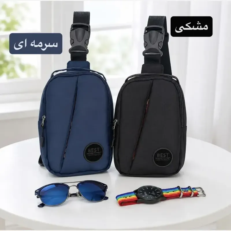 کیف مردانه اسپرت و روزمره پارچه ای زیپ دار کد 7201 - تصویر 4