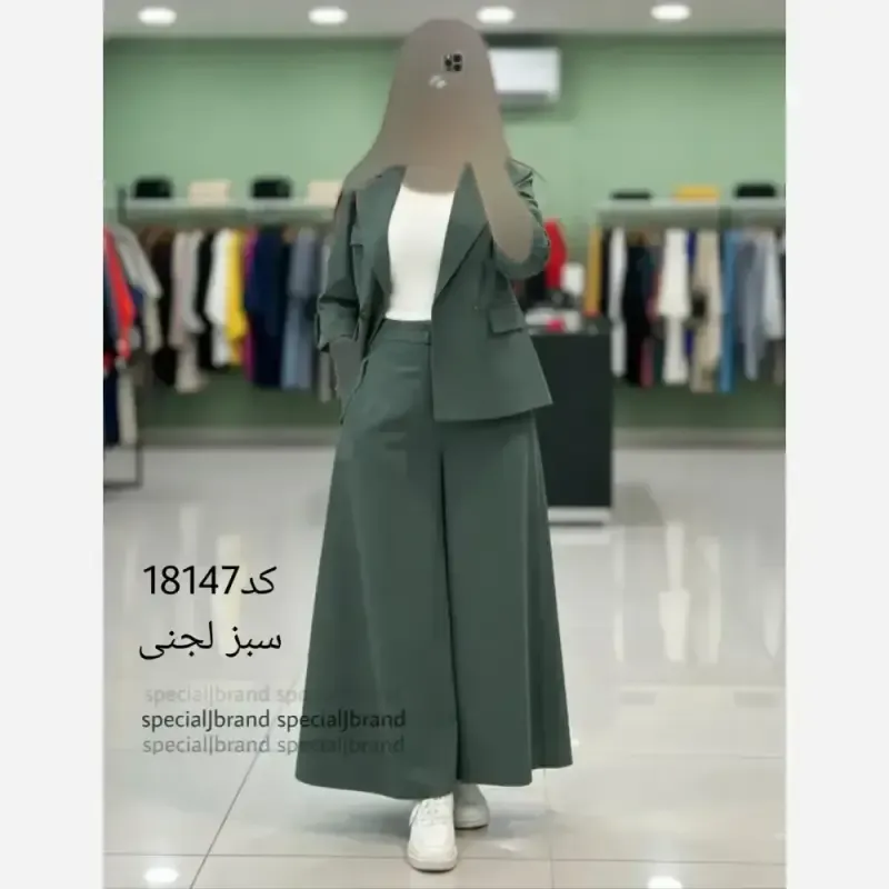 ست کت و دامن شلواری لینن سارا - تصویر 3