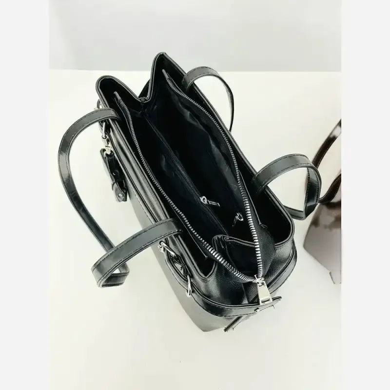 کیف زنانه جادار جنس شرانگ رنگ کرم نسکافه ای شکلاتی مشکی سایز 30 در 20 - تصویر 7