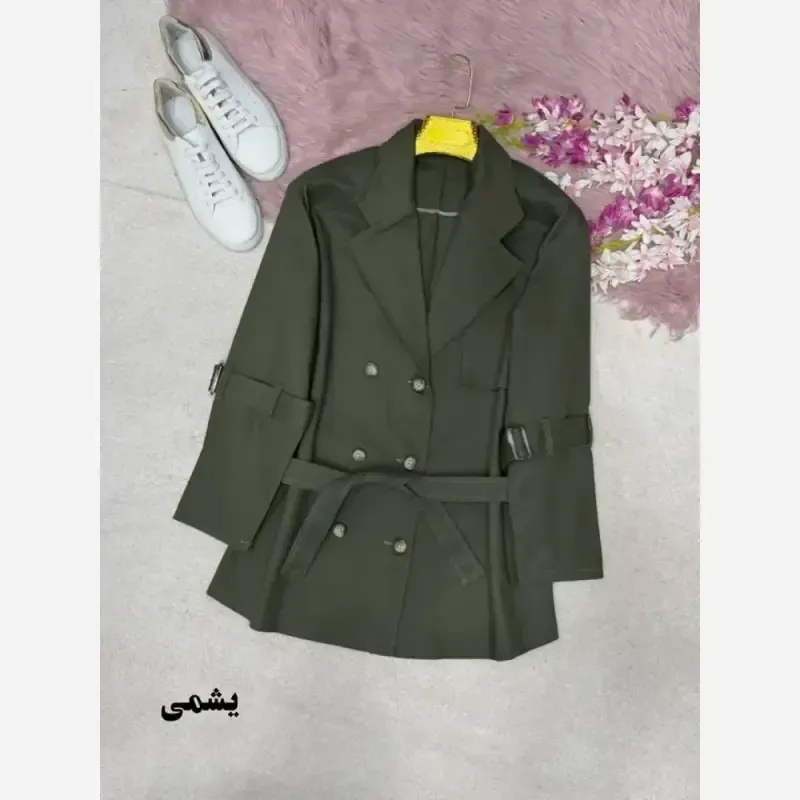 ترنج کت پاییزه زنانه مدل برگین جنس کتان ضخیم وارداتی فری سایز - تصویر 3