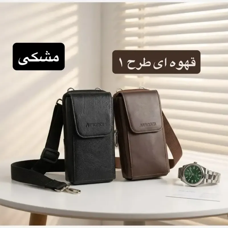 کیف مردانه جاموبایلی چرم مصنوعی روزمره - تصویر 5