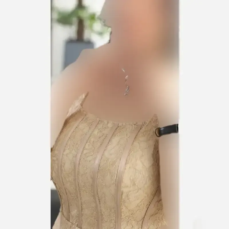 پیراهن مجلسی زنانه دانتل درجه یک فنردوزی شده کاپدار سلین - تصویر 7