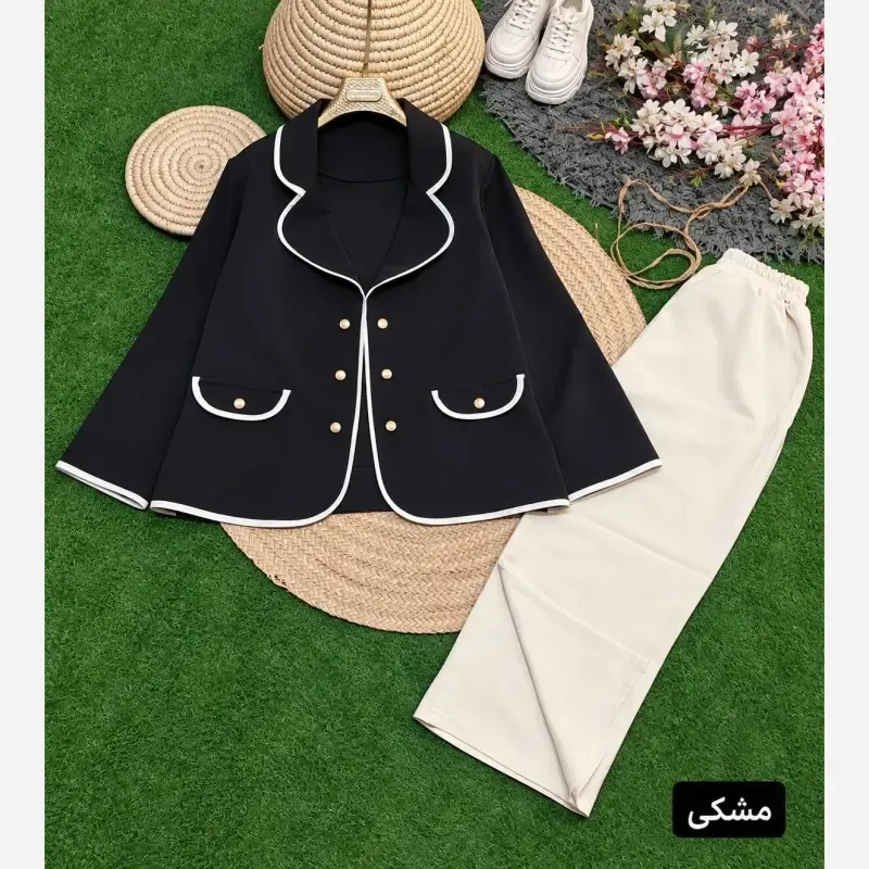 ست کت و شلوار زنانه پاییزه سوپرمازراتی پاپیون دار - تصویر 5