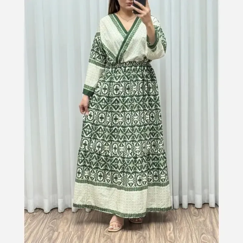 پیراهن ساحلی زنانه مدل چپ و راستی طرح فلور حاشیهدار فری سایز - تصویر 3