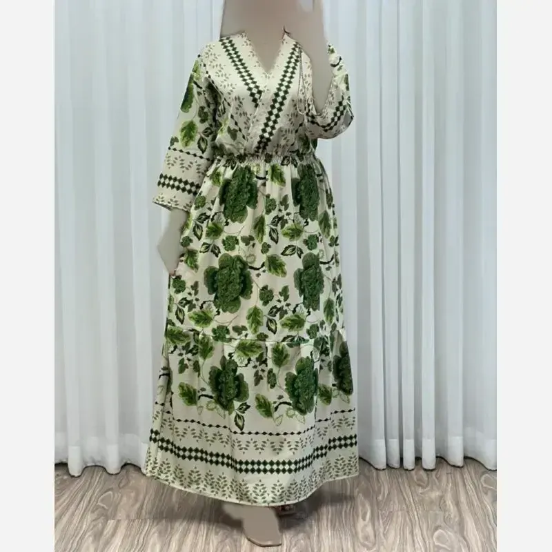 پیراهن ساحلی زنانه مدل چپ و راستی طرح فلور حاشیهدار فری سایز - تصویر 7
