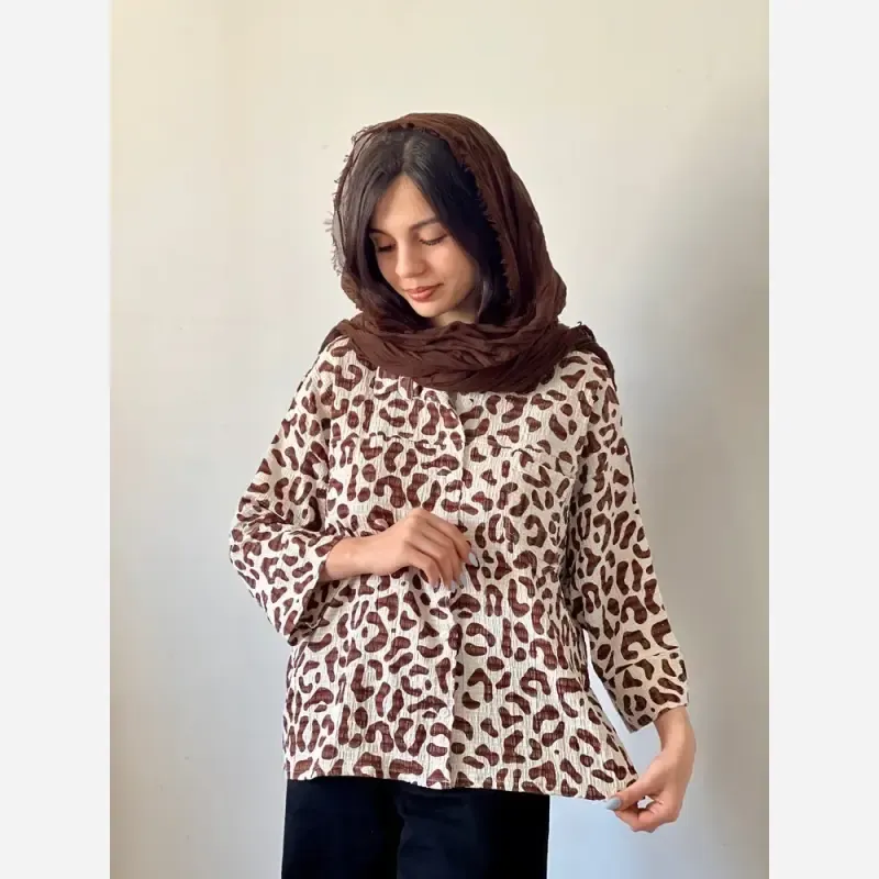 شومیز زنانه کریشه نخ تابستانه خنک فری سایز - تصویر 9
