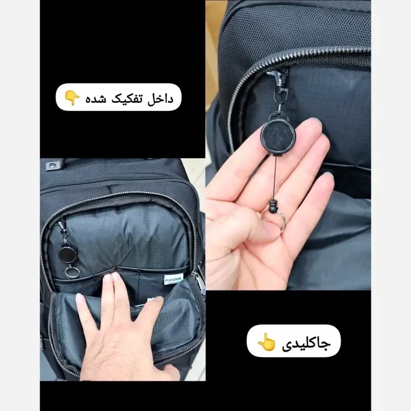 کوله پشتی وارداتی پرزیدنت ضد آب لپ تاپ دار سه خانه - تصویر 8