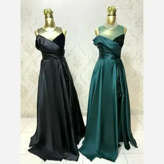 ماکسی مجلسی مدل تیارا پارچه ساتن آمریکایی