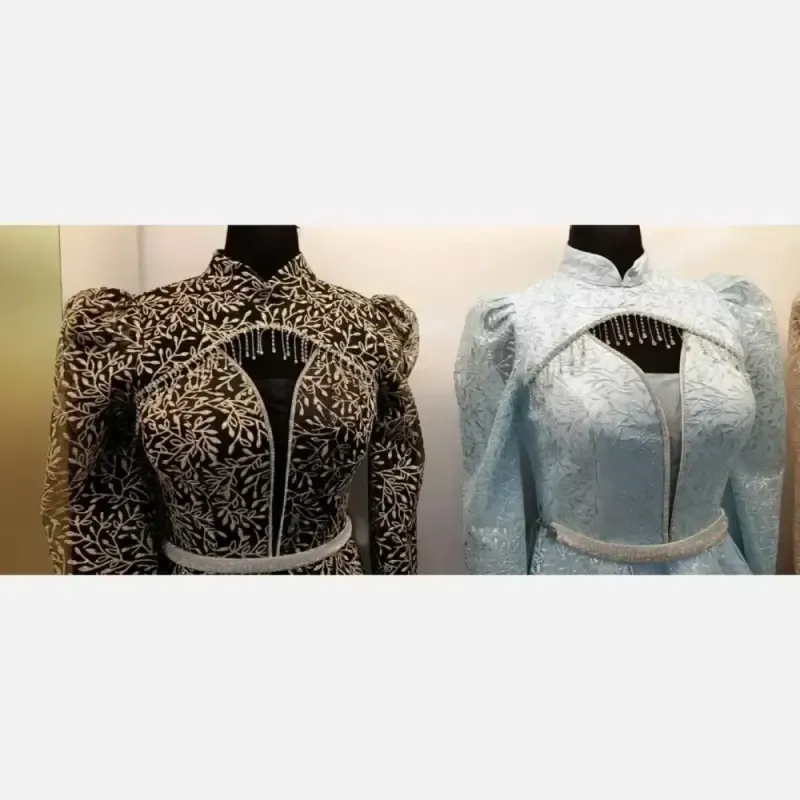 لباس مجلسی زنانه مدل ساحل جنس شاین متراژ دامن زیاد با ژیپون - تصویر 3