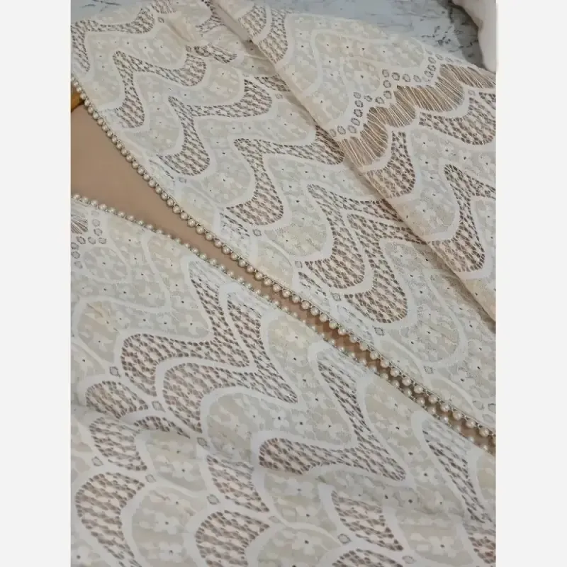 ست کت و شلوار مجلسی زنانه جنس گیپور دانتل و شلوار مازراتی - تصویر 9