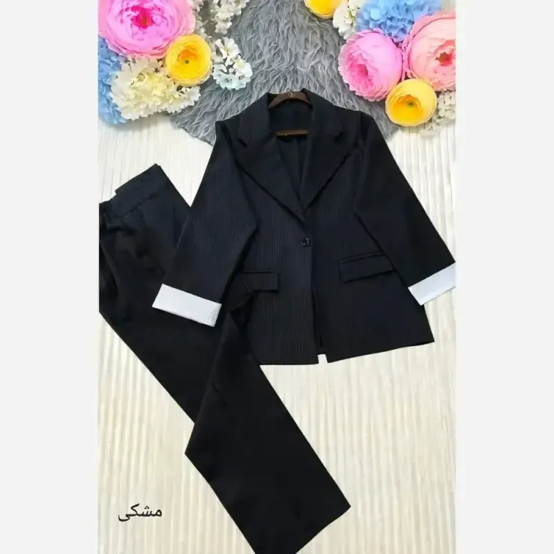 ست کت و شلوار زنانه مدل درسا جنس سوپر دیپلمات گرم بالا یقه انگلیسی - تصویر 2