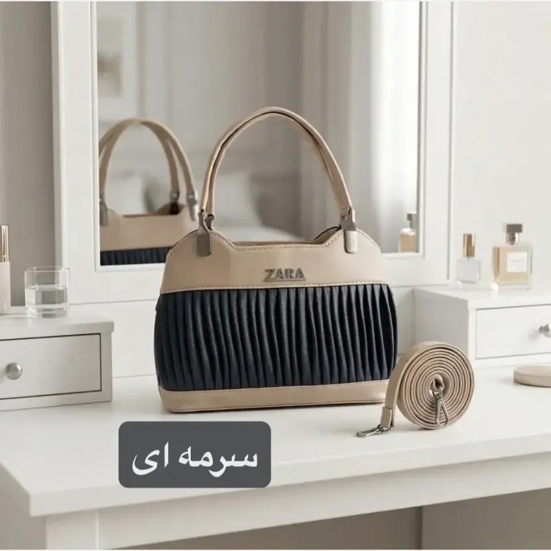 کیف زنانه مجلسی چرم مصنوعی زیپدار با بند بلند - تصویر 5