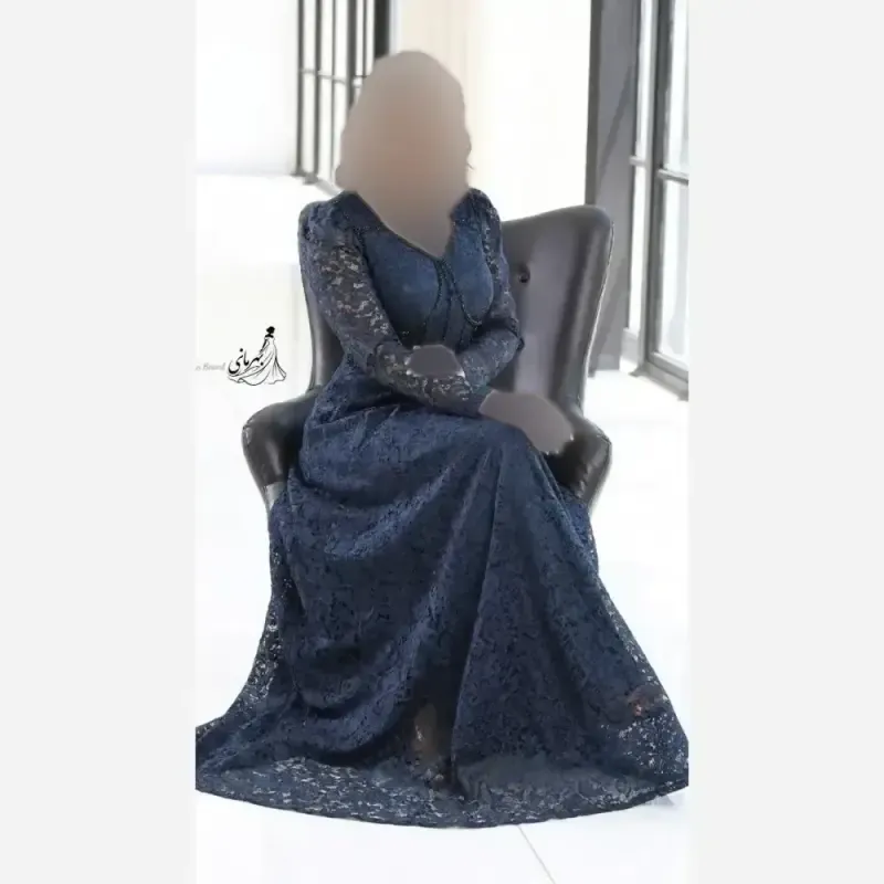 پیراهن مجلسی زنانه دانتل سنگدوزی شده مدل سارا رنگ مشکی و سبز سایز بزرگ - تصویر 12