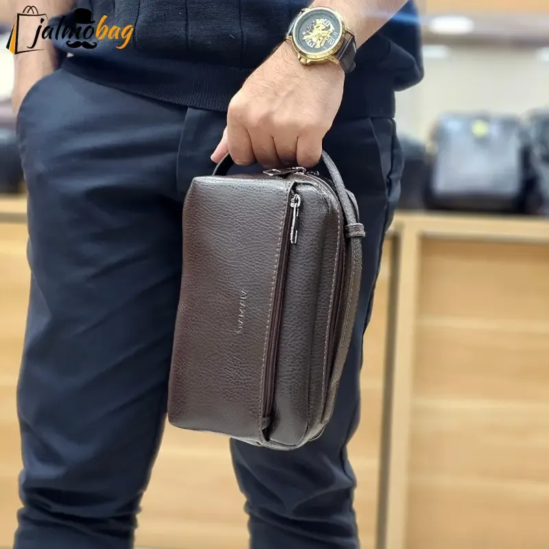 کیف دستی مردانه چرم صنعتی ضد خش شوزبگ دو خانه - تصویر 4