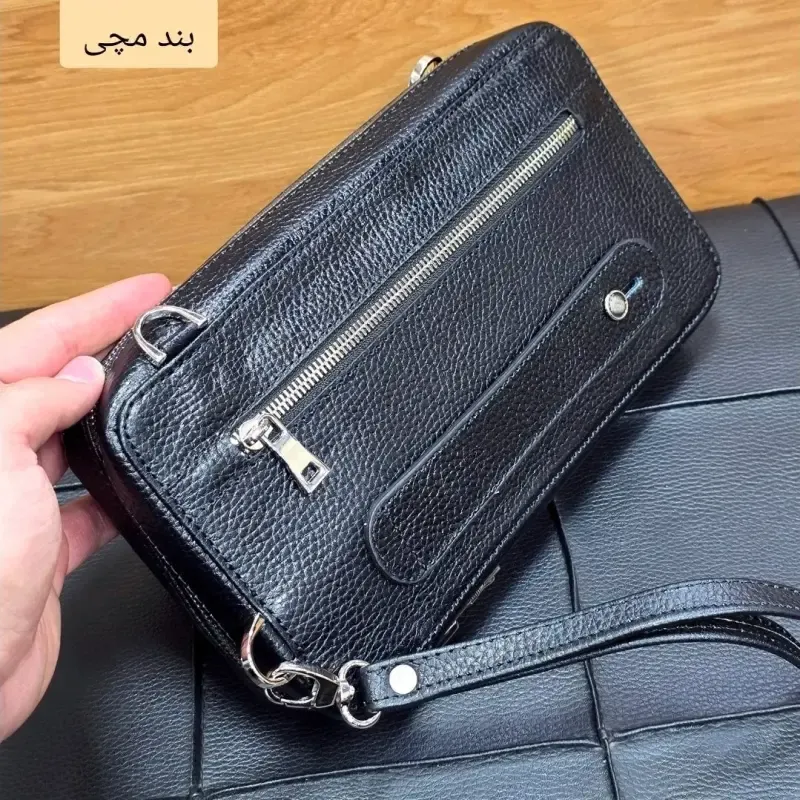 کیف پاسپورتی دستی و دوشی چرم طبیعی ظفر با قفل رمزدار و جای کارت - تصویر 19