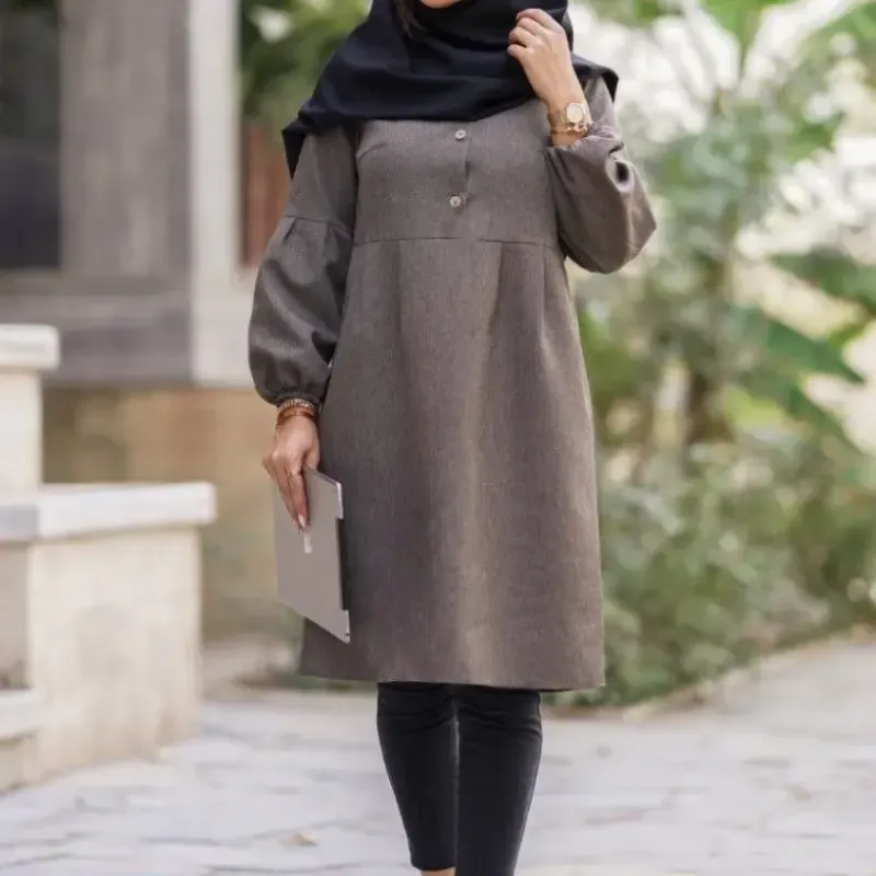 مانتو زنانه مدل شادی جنس پرشیا سایز 1 و 2 رنگ مشکی طوسی نسکافه ای سرمه ای - تصویر 6