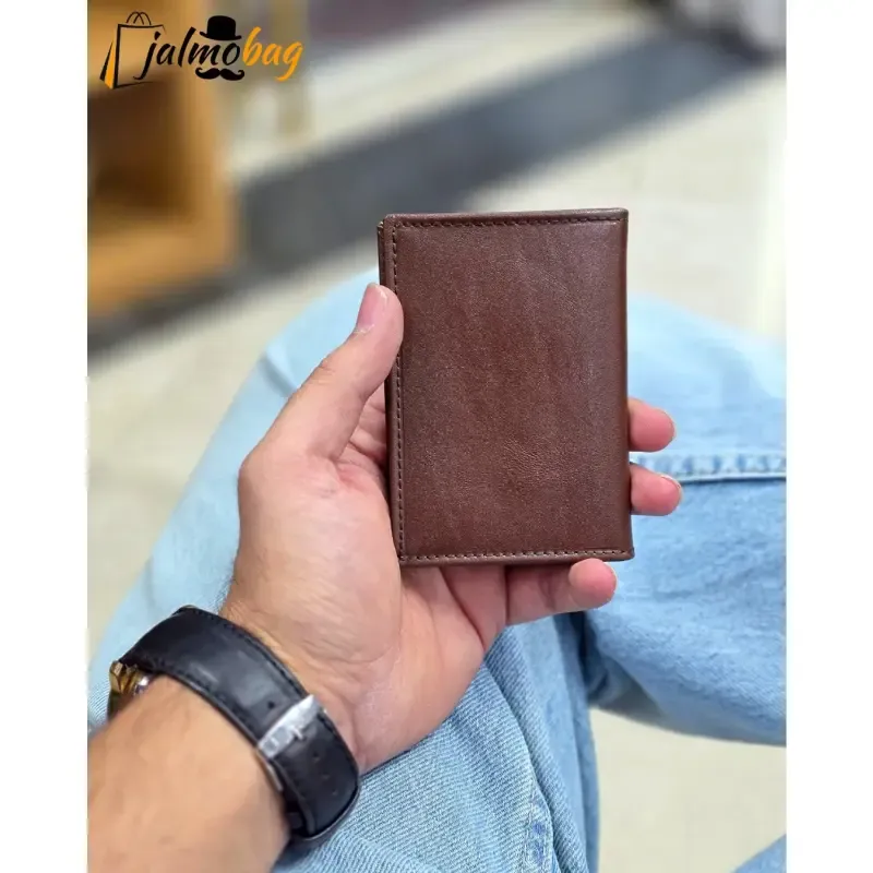 جاکارتی چرم طبیعی گاوی مدل برگی چهار جای کارت - تصویر 3