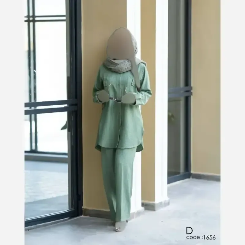 ست مانتو و شلوار زنانه مدل تارا جنس شانتون درجه یک - تصویر 4