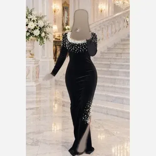 پیراهن ماکسی زنانه جنس مخمل مرواریدی مدل لنا قد 150 سایز 36 تا 46
