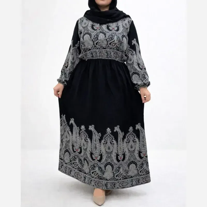 پیراهن نخی سایز بزرگ زنانه ترمه مدل آزاد و راحت چهار فصل - تصویر 2