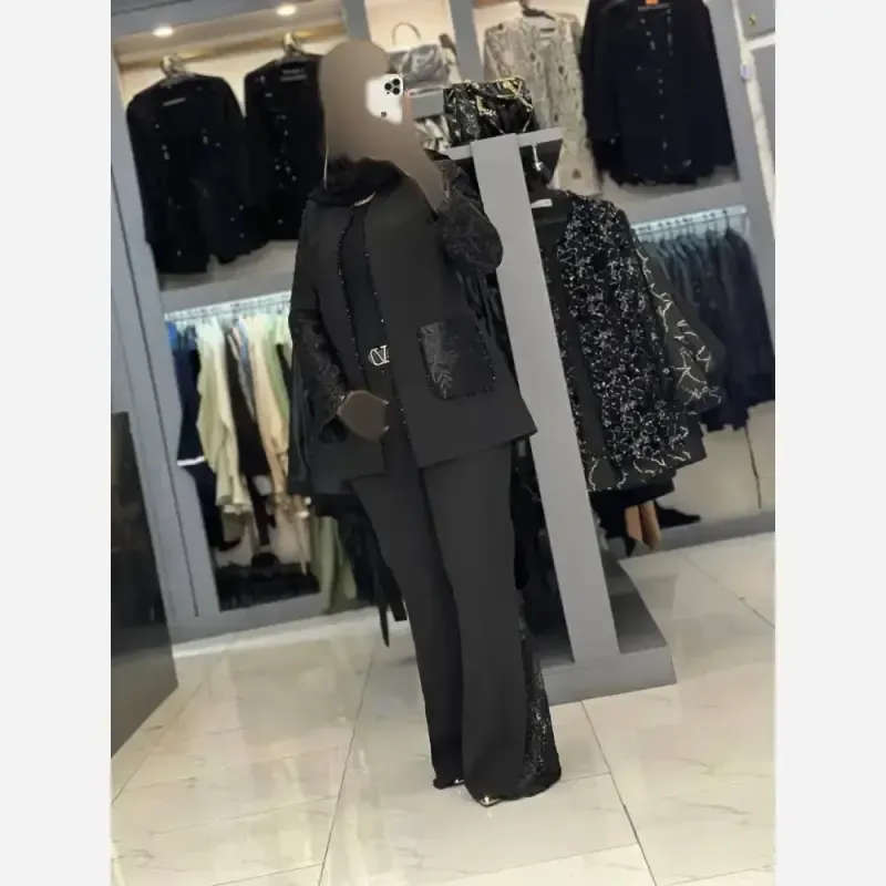 کت تک مجلسی زنانه مدل دلربا جنس مازراتی دبل رنگ مشکی - تصویر 3