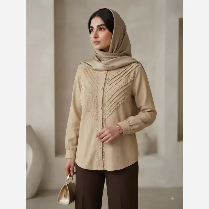 شومیز زنانه مجلسی توکی کراش سایز 36 تا 58 - تصویر 4