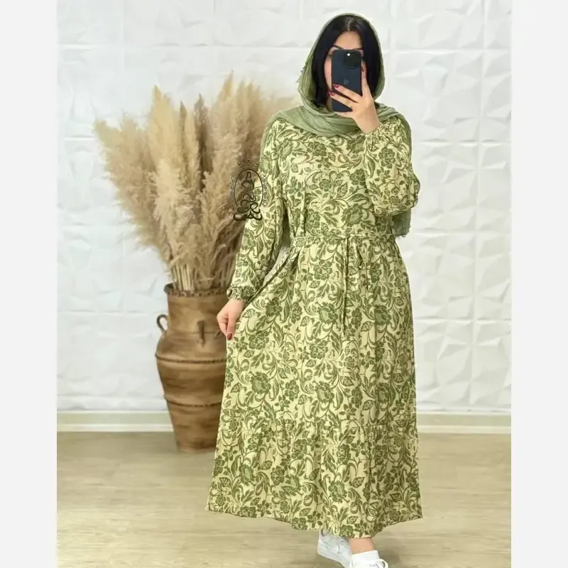 پیراهن ساحلی زنانه جنس کرپ فلور بوگاتی فری سایز قد 136 - تصویر 6