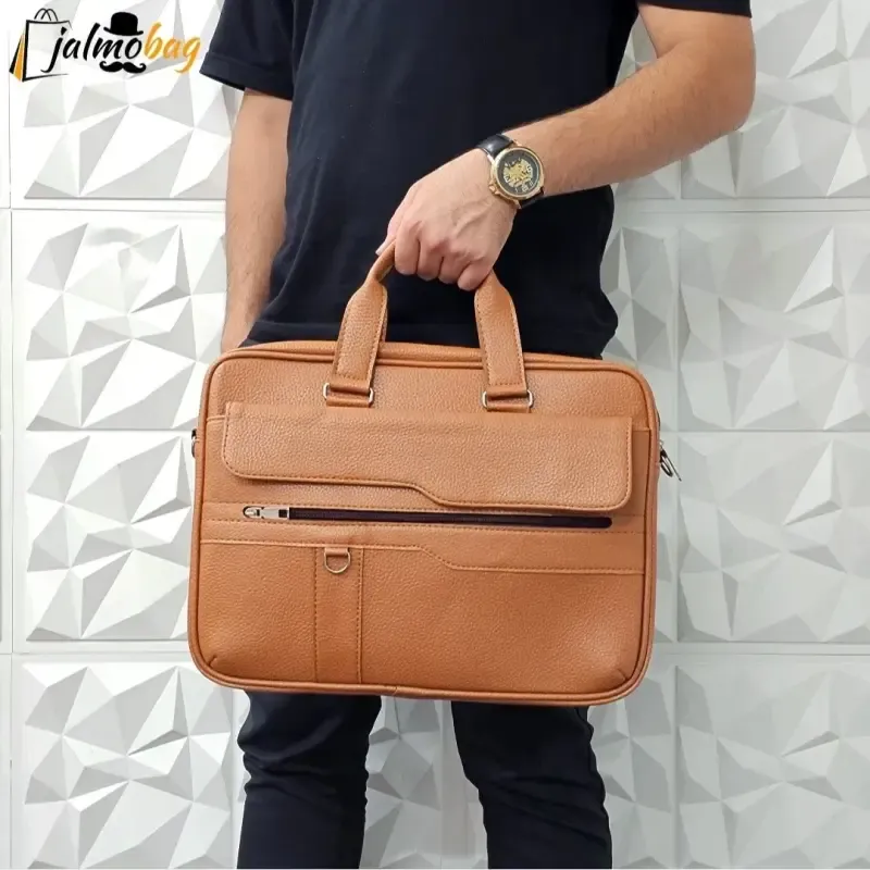 کیف اداری لپتاپی چرمی دستی و دوشی مردانه قهوه ای - تصویر 2