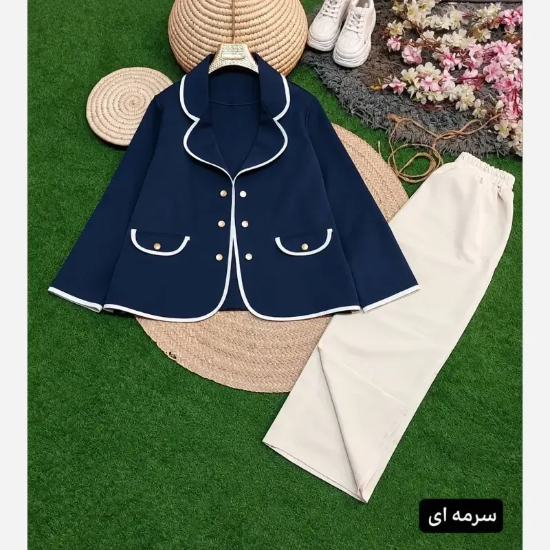 ست کت و شلوار زنانه پاییزه سوپرمازراتی پاپیون دار - تصویر 9