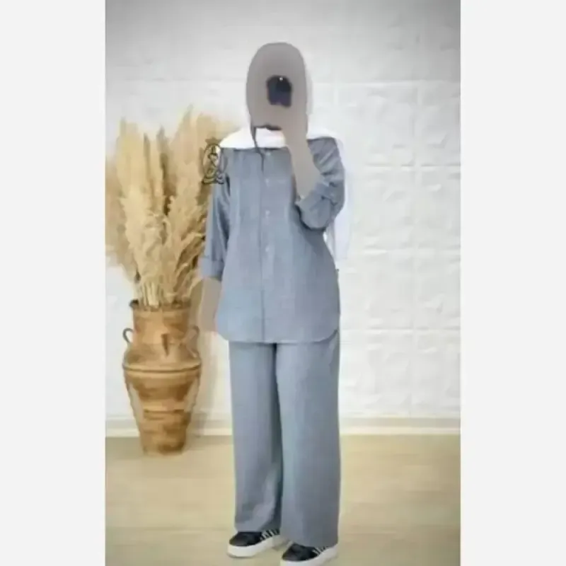 ست مانتو شلوار تابستانه پارچه بابوس وارداتی سایز بزرگ - تصویر 5