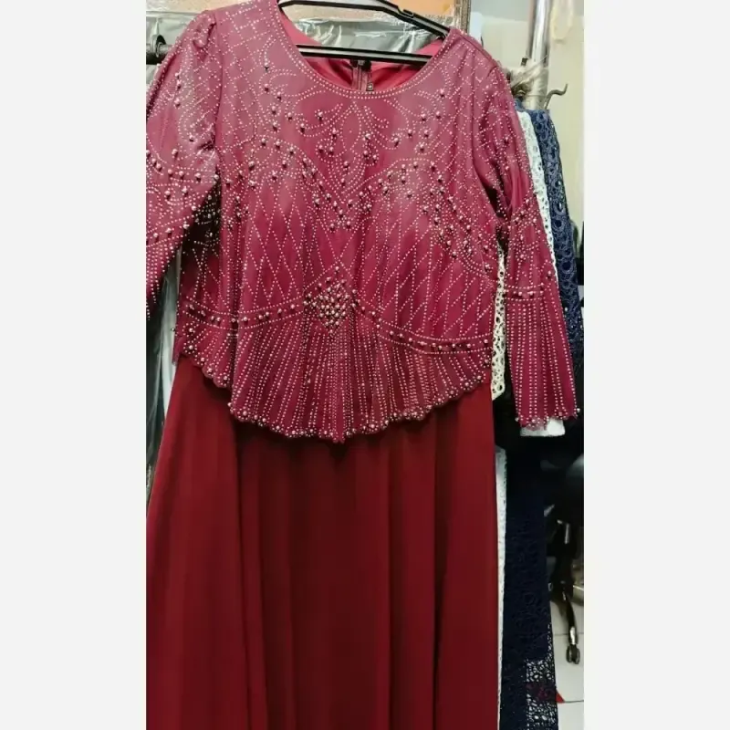 ماکسی مجلسی زنانه سایز بزرگ حریر کاپدار مدل لعیا - تصویر 7