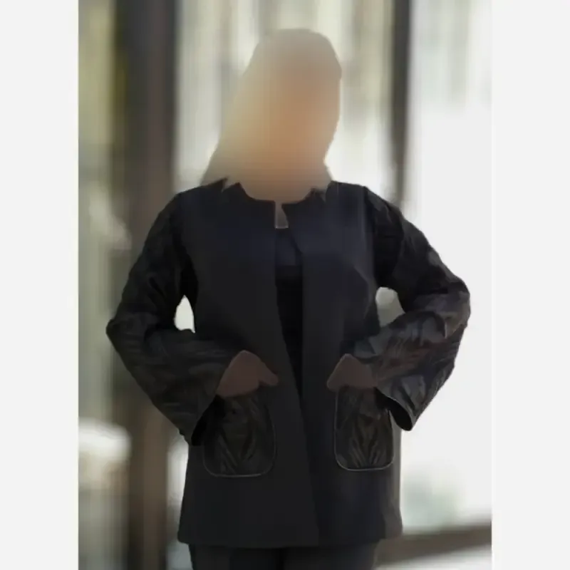 کت و شلوار زنانه طرح لاله جنس مازراتی و آستین فکورا رنگ مشکی - تصویر 10