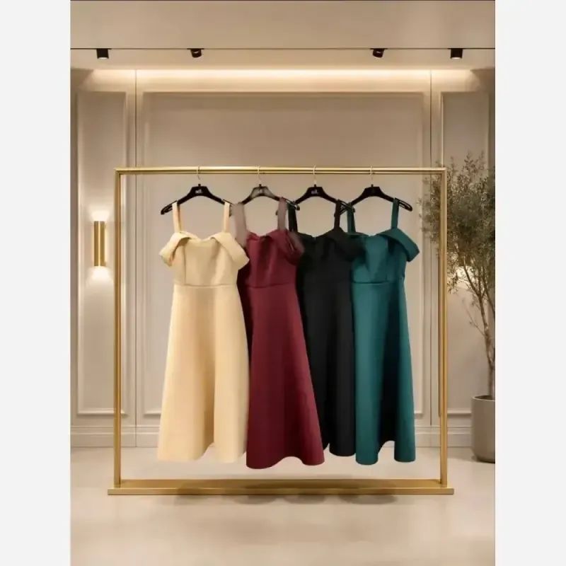 پیراهن میدی زنانه جنس ساندویچی قد 120 رنگ مشکی و سبز - تصویر 2