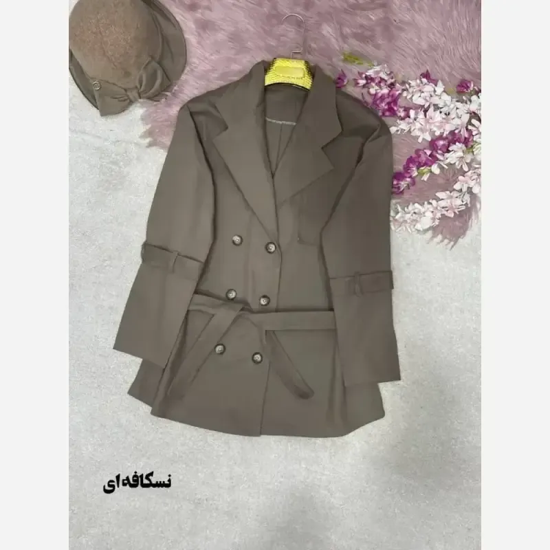 ترنج کت پاییزه زنانه مدل برگین جنس کتان ضخیم وارداتی فری سایز - تصویر 2
