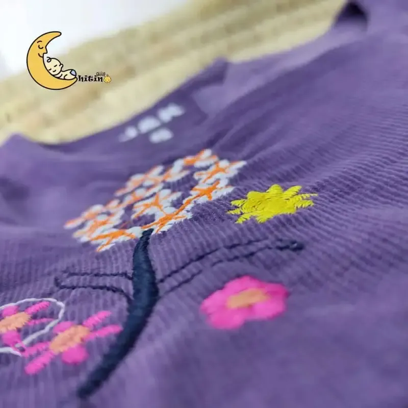 سارافون دخترانه مخمل کبریتی گلدوزی مناسب 1 تا 4 سال - تصویر 5