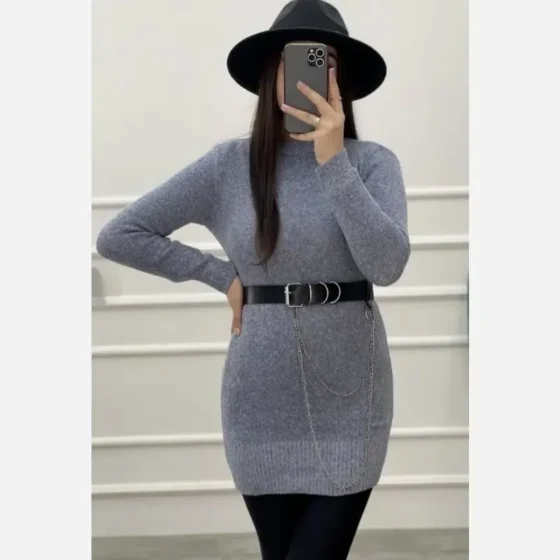 گپ بافت زنانه نیمه بلند مدل طاووس رنگ بندی فری سایز