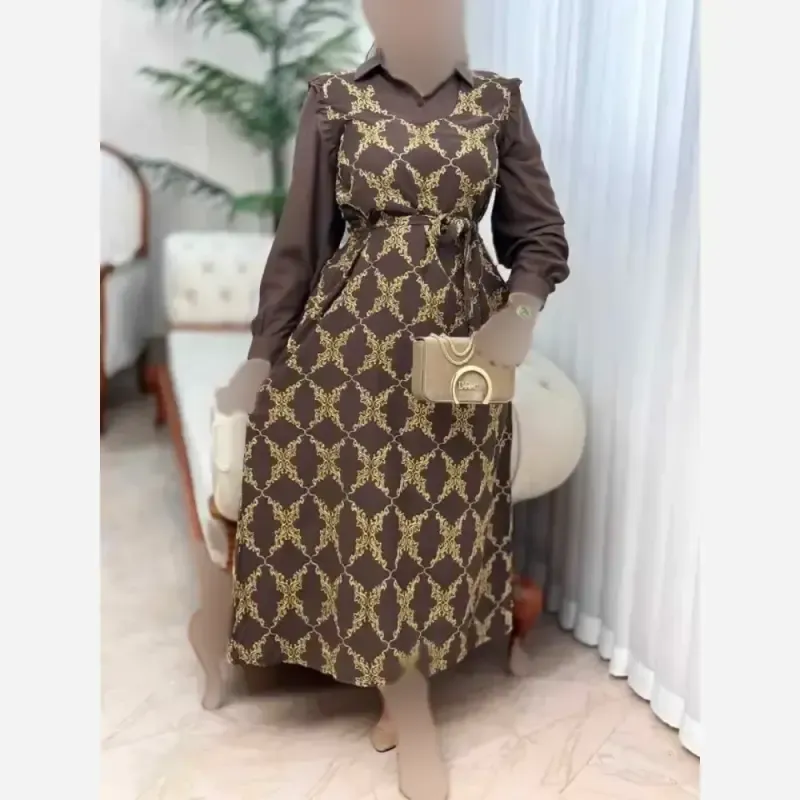 پیراهن طلاکوب پروانه زنانه جنس اسکادا سایز بزرگ - تصویر 6