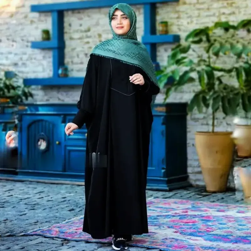 مانتو عبایی زنانه مدل حانیه جنس کرپ سوپر الیزه سایز 36 تا 48 - تصویر 3