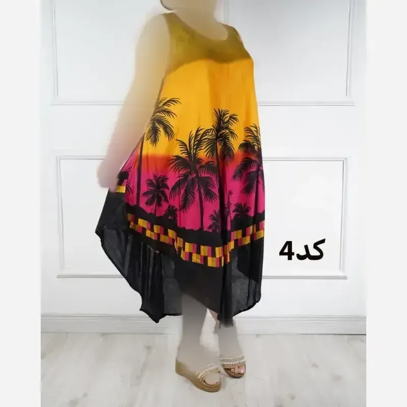 سارافون نخی هندی لطیف و سبک فری سایز مناسب تابستان زنانه - تصویر 4