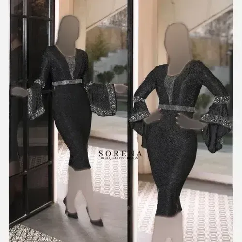 پیراهن مجلسی زنانه مدل دلینا جنس لمه رنگ مشکی سایز 38 تا 40 - تصویر 3