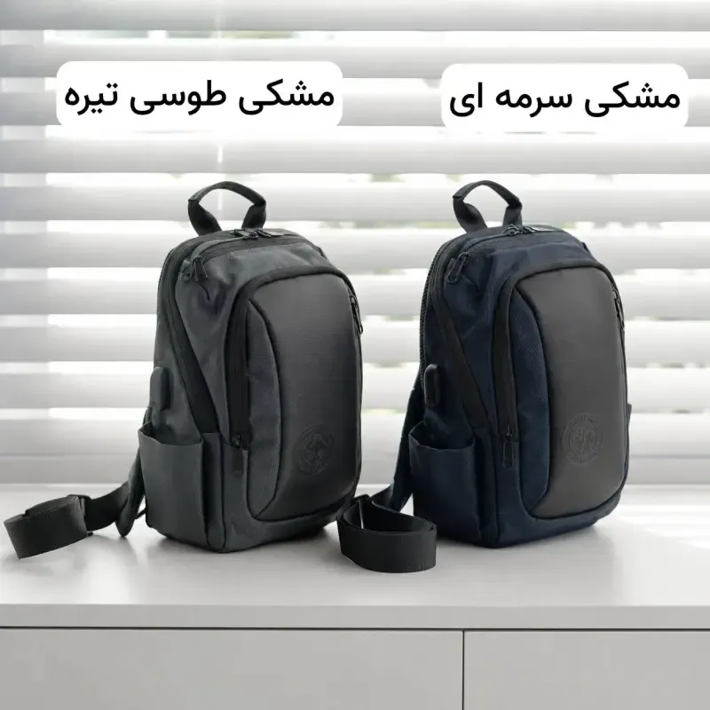 بادی بگ مردانه اسپرت روزمره خلبانی ساتن زیپ دار بند بلند 7 جیب بیرونی 2 جیب داخلی - تصویر 5