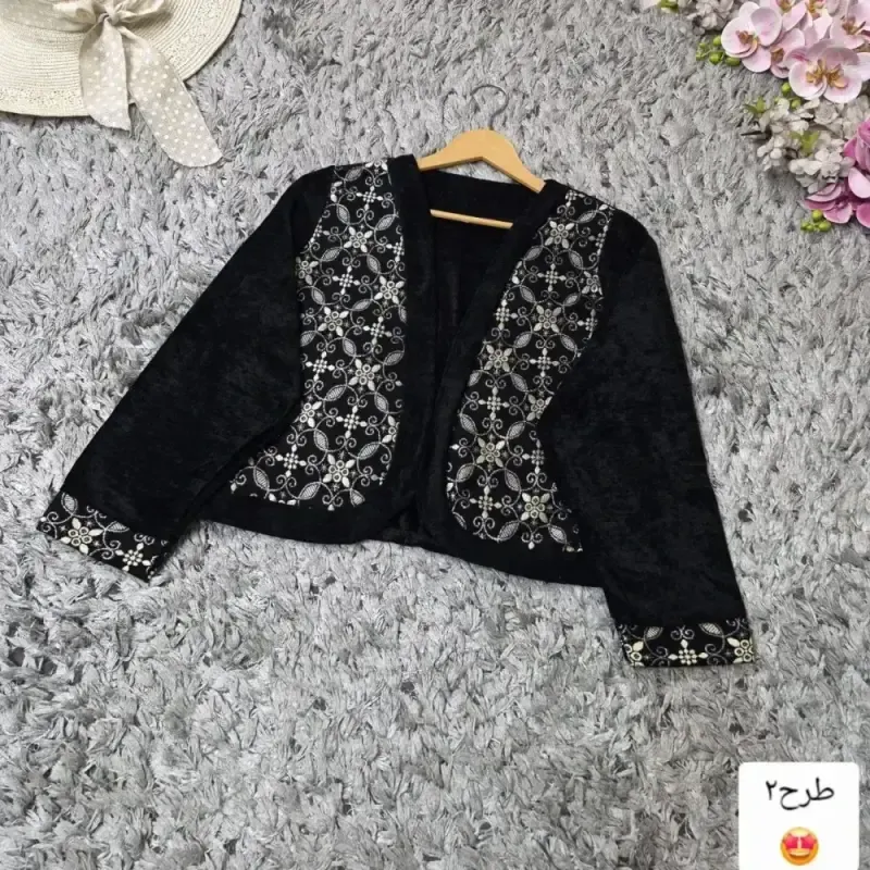 کت تک مخمل زنانه خرجکار هندی فری سایز مدل نیلناز - تصویر 2