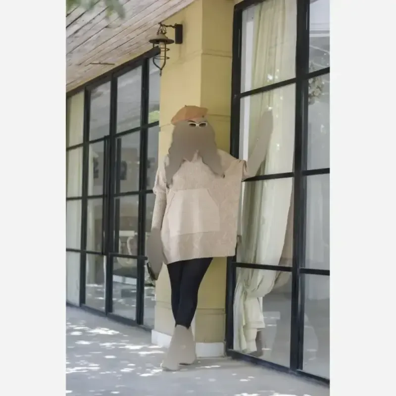 هودی کلاهدار بافت اکریلیک هلنا فری سایز زنانه - تصویر 5
